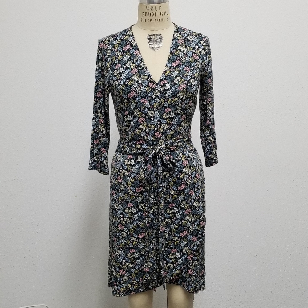 Ann Taylor Loft  Wrap Knit Print Dress